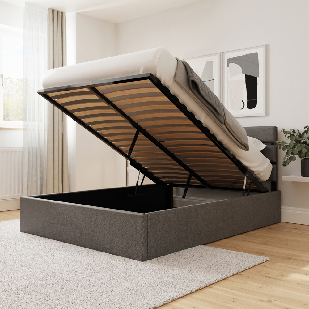 GFW Hudson Small Double Grey End Lift Ottoman Bed with SC Bonnell Mattress Image 8