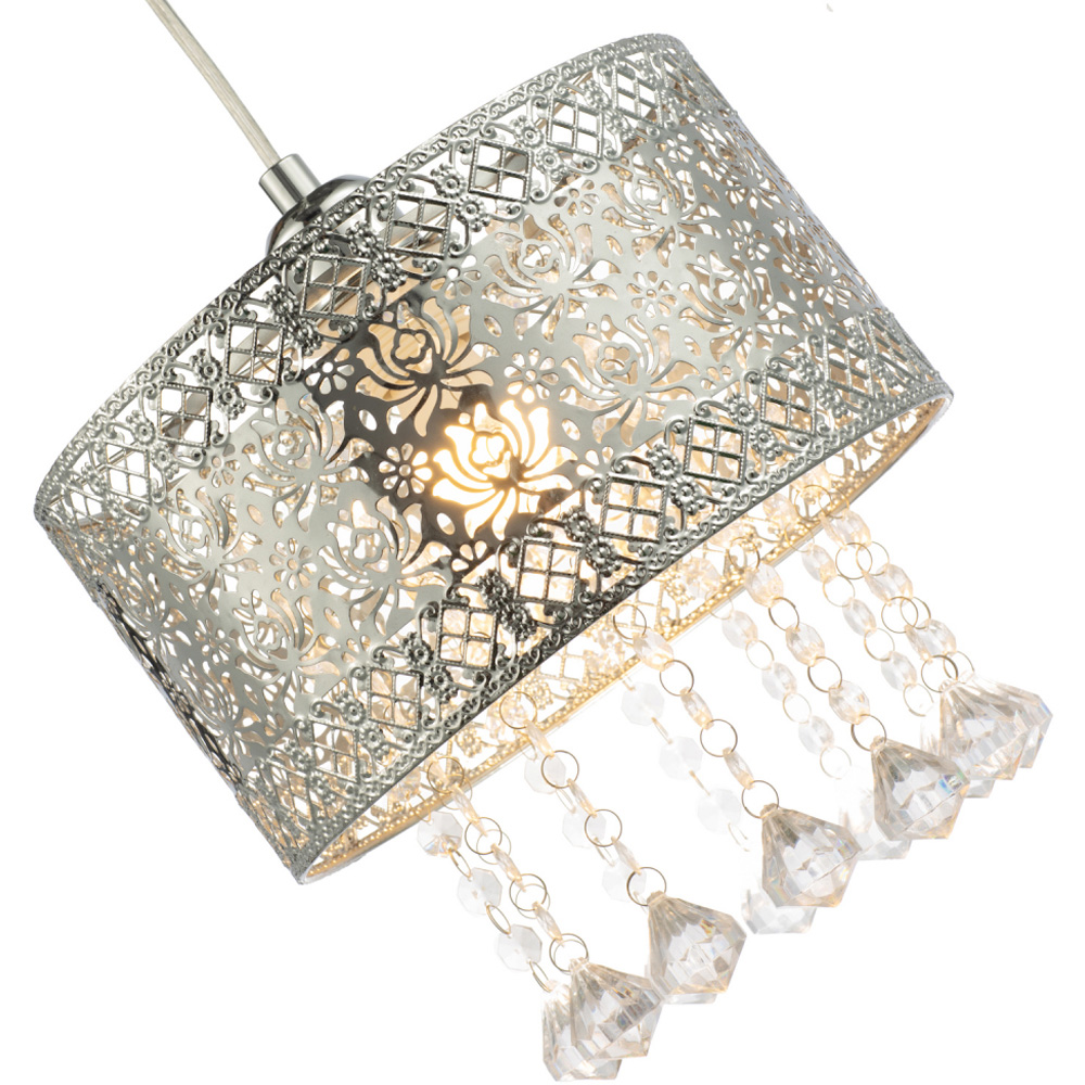 Happy Homewares Floral Moroccan Shiny Chrome Clear Acrylic Droplets Pendant Shade Image 4