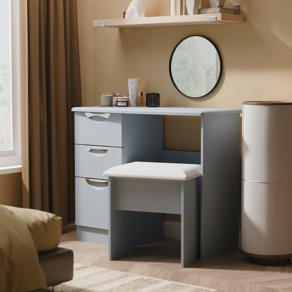 Crowndale Camden 3 Drawer Denim Blue Vanity Dressing Table Ready Assembled Image 7