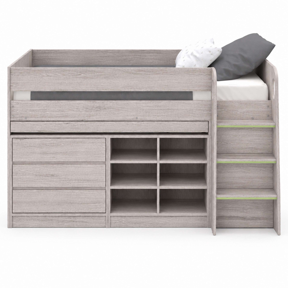 Julian Bowen Vespa Grey Oak Effect Mid Sleeper Bed with Desk Image 3