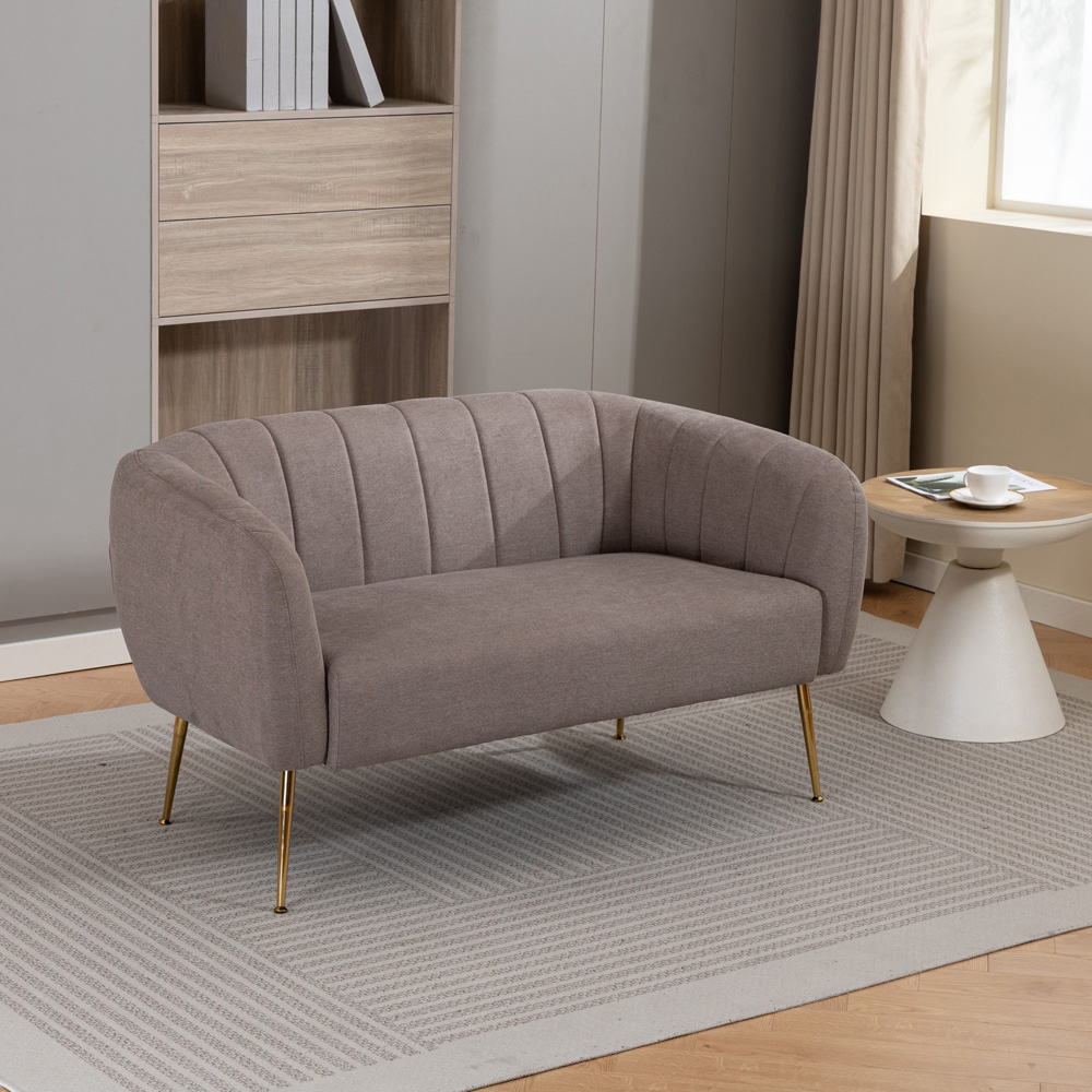 Artemis Home Stanton 2 Seater Brown Fabric Shell Accent Sofa Image 2