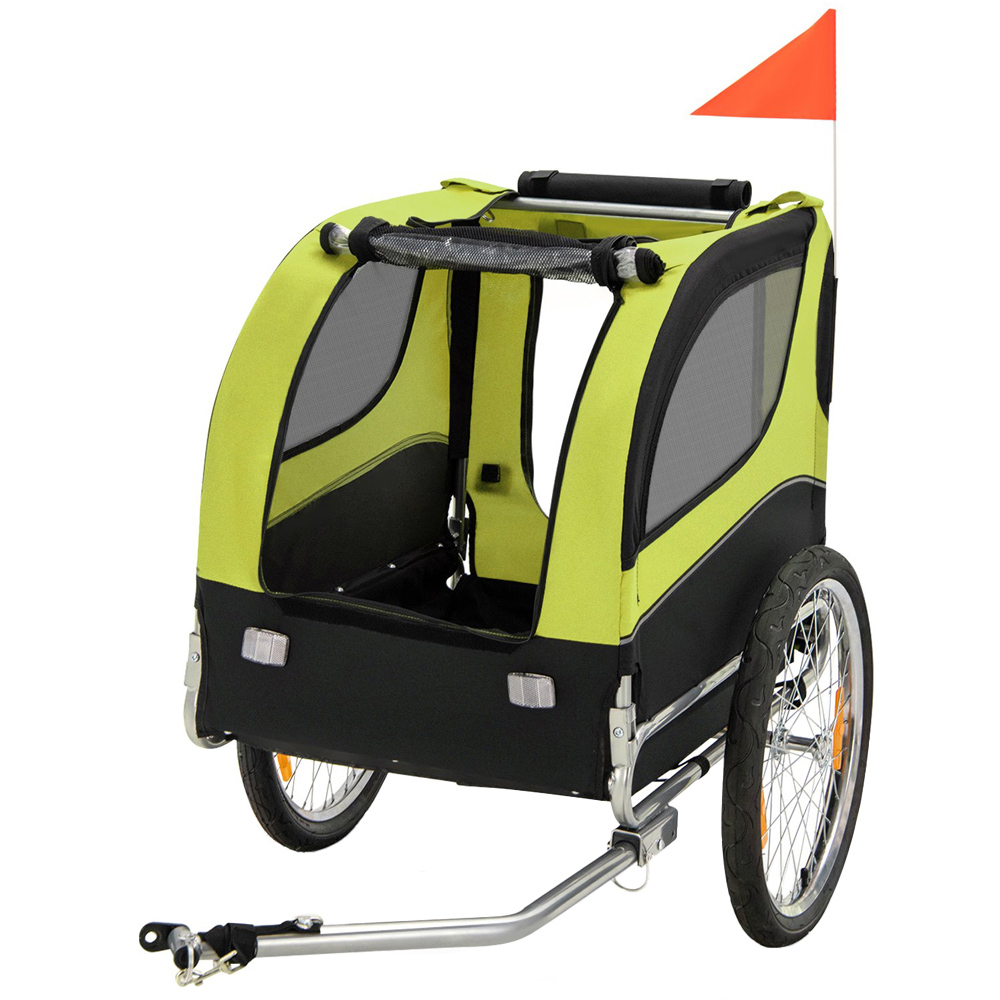 Costway Green Foldable Pet Bike Trailer Image 1