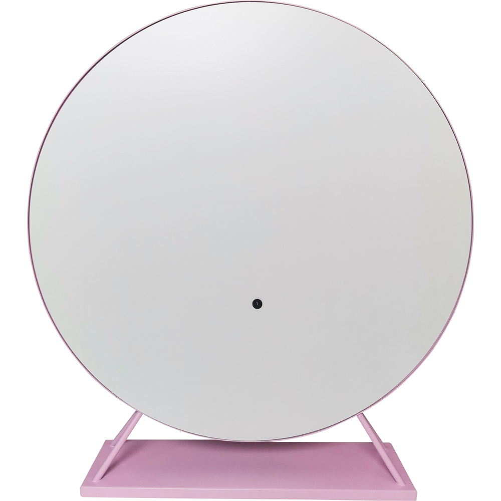 Round Standing Hollywood LED Mirror Pink Image 3