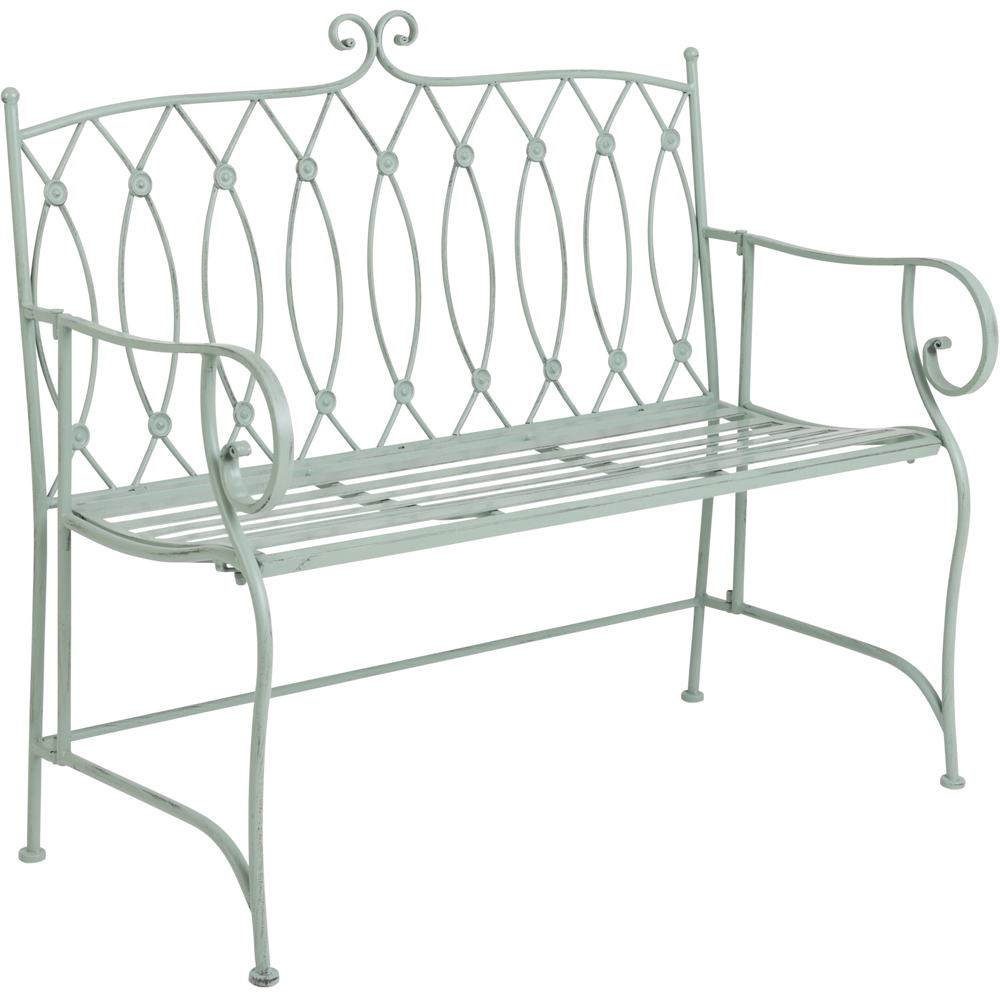 Charles Bentley 2 Seater Heritage Green Decorative Rustic Metal Garden Bench Image 5