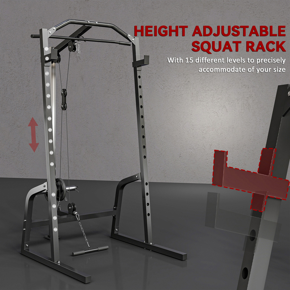 SPORTNOW Cable Crossover Machine with Pulley System and Squat Rack Image 6