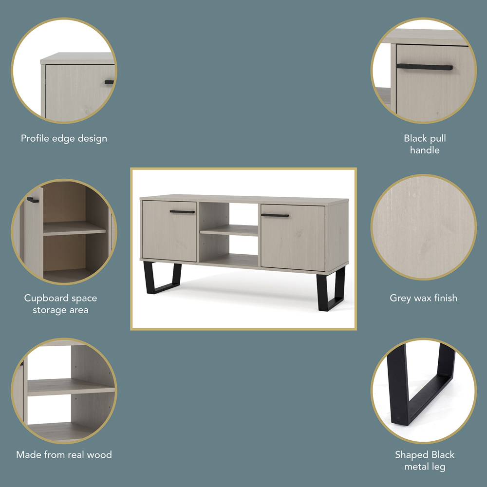 Texas 2 Door 2 Shelf Grey Flat Screen TV Unit Image 5