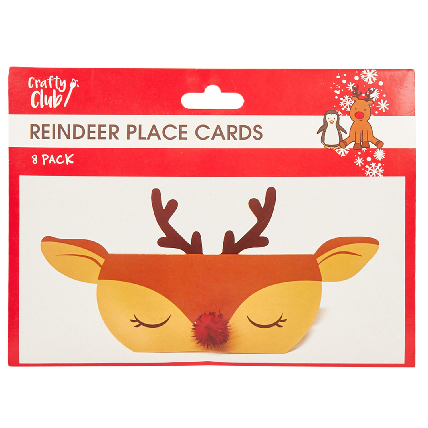 Pack of 8 Reindeer Place Cards - Multicolour Image