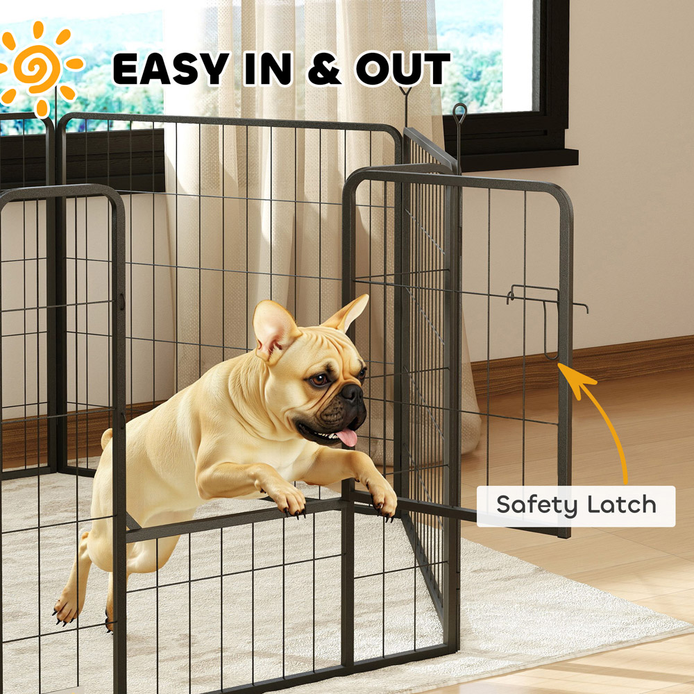 PawHut Grey 6 Panel Steel Dog Playpen with Door 80cm Image 8