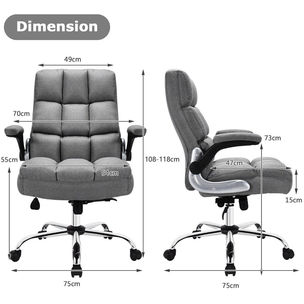 Costway Grey Linen Upholstered Office Chair Image 9