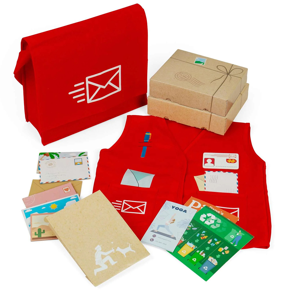 Bigjigs Toys Kids 17 Piece Mail Carrier Postie Costume Dress Up Playset Image 5