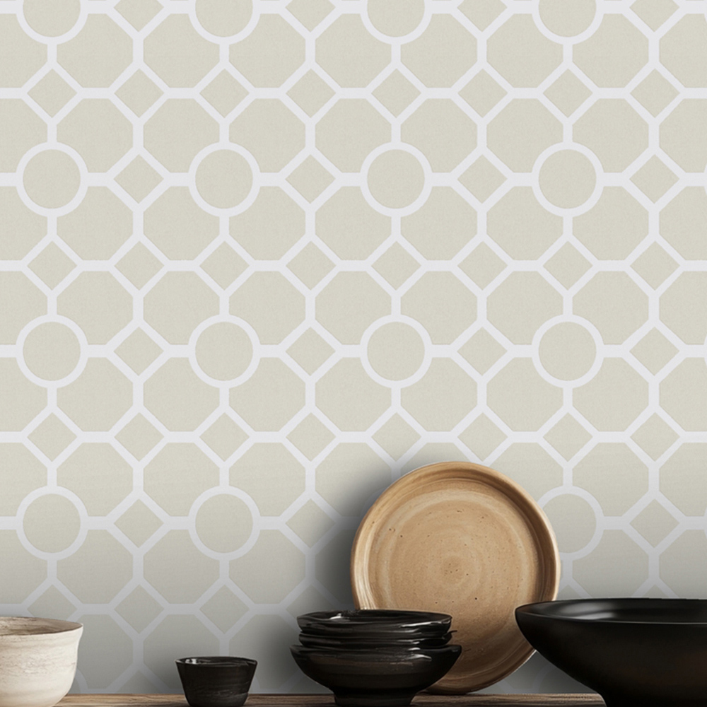 RHS Lattice Fretwork Natural Wallpaper Image 3