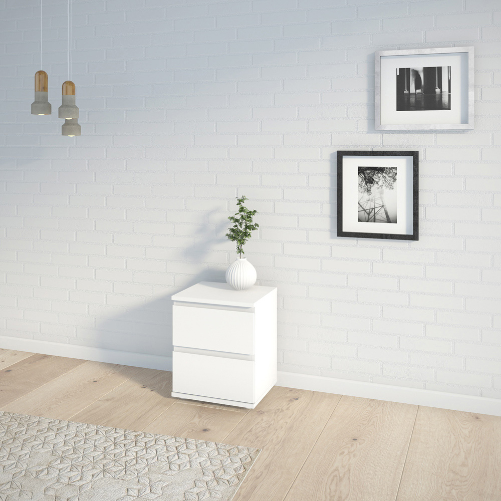 Florence 2 Drawer White Bedside Table Image 7