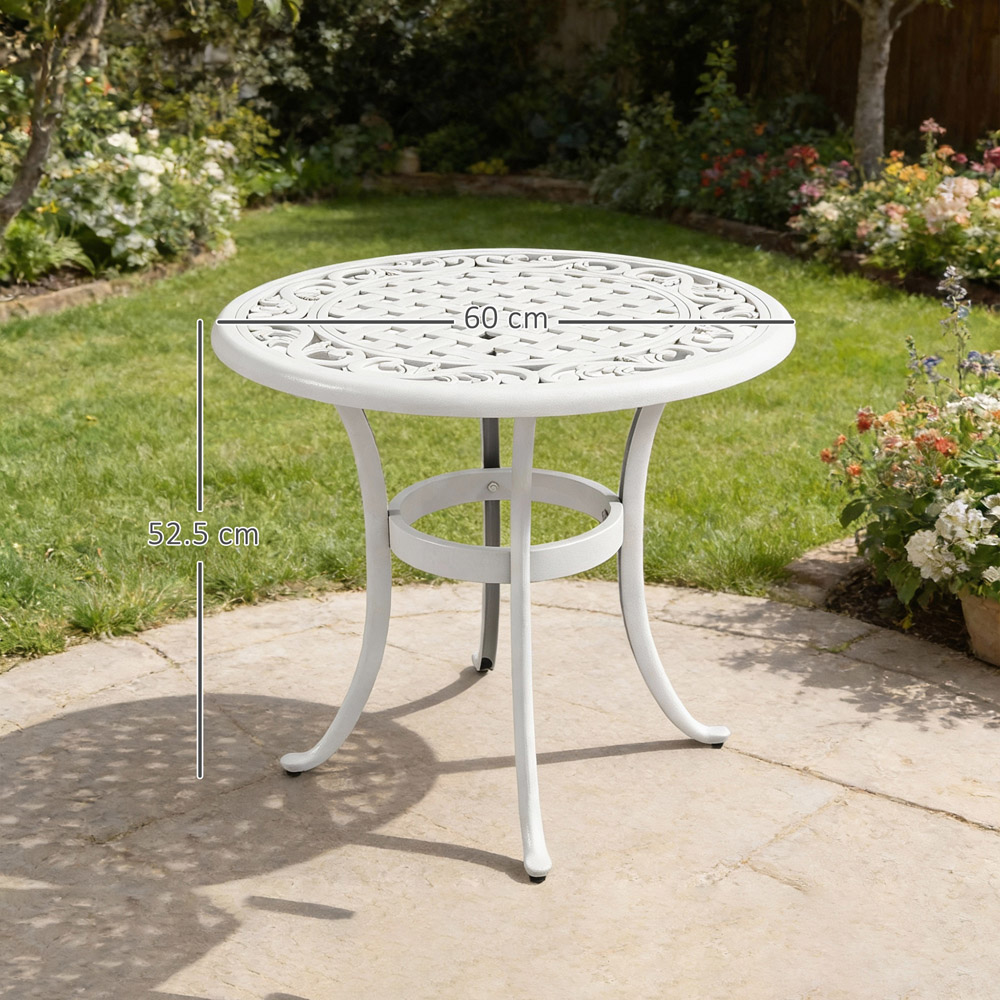 Outsunny White Aluminium Frame Round Garden Table Image 9