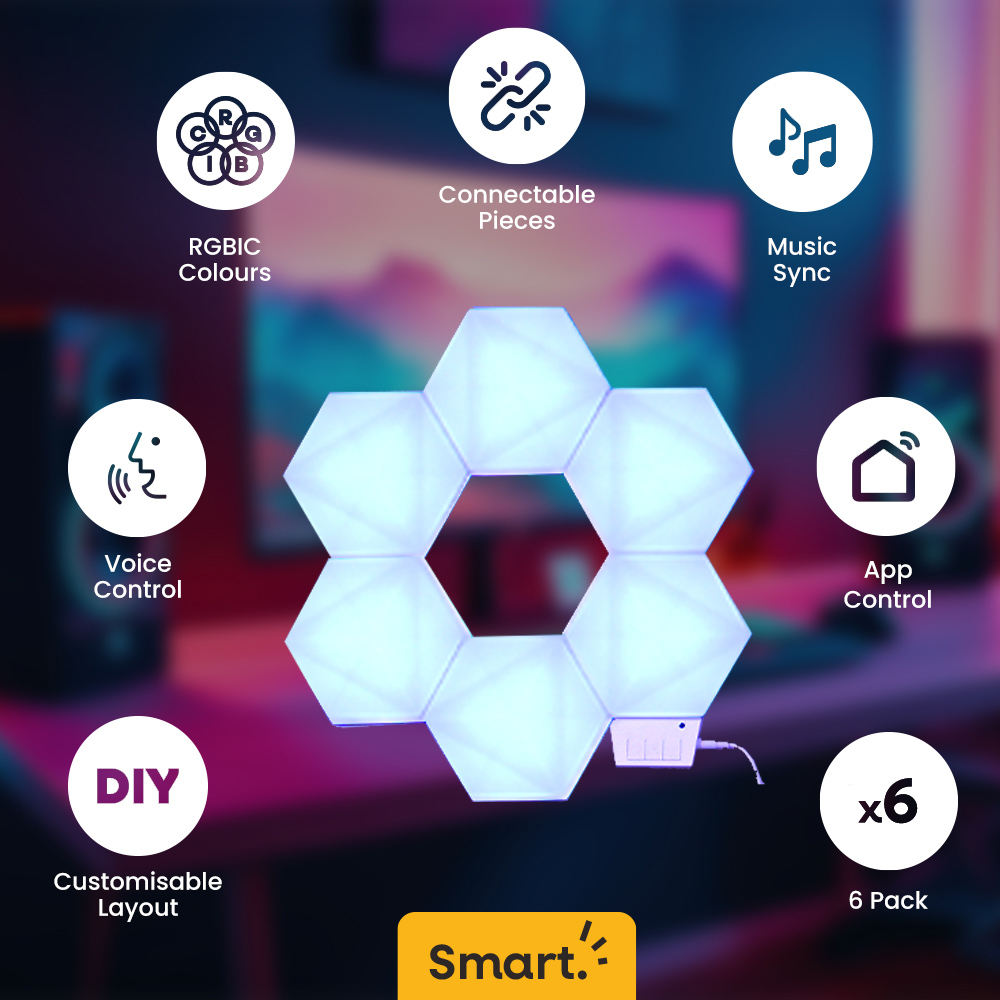 ValueLights Smart App-Control Music Sync Wall Gaming Hexagon Light Kit Image 4
