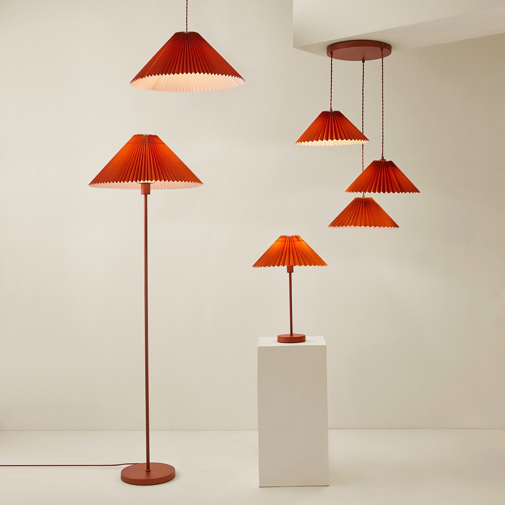 ValueLights Akira Burnt Orange Pleated Shade LED Pendant Light Image 7