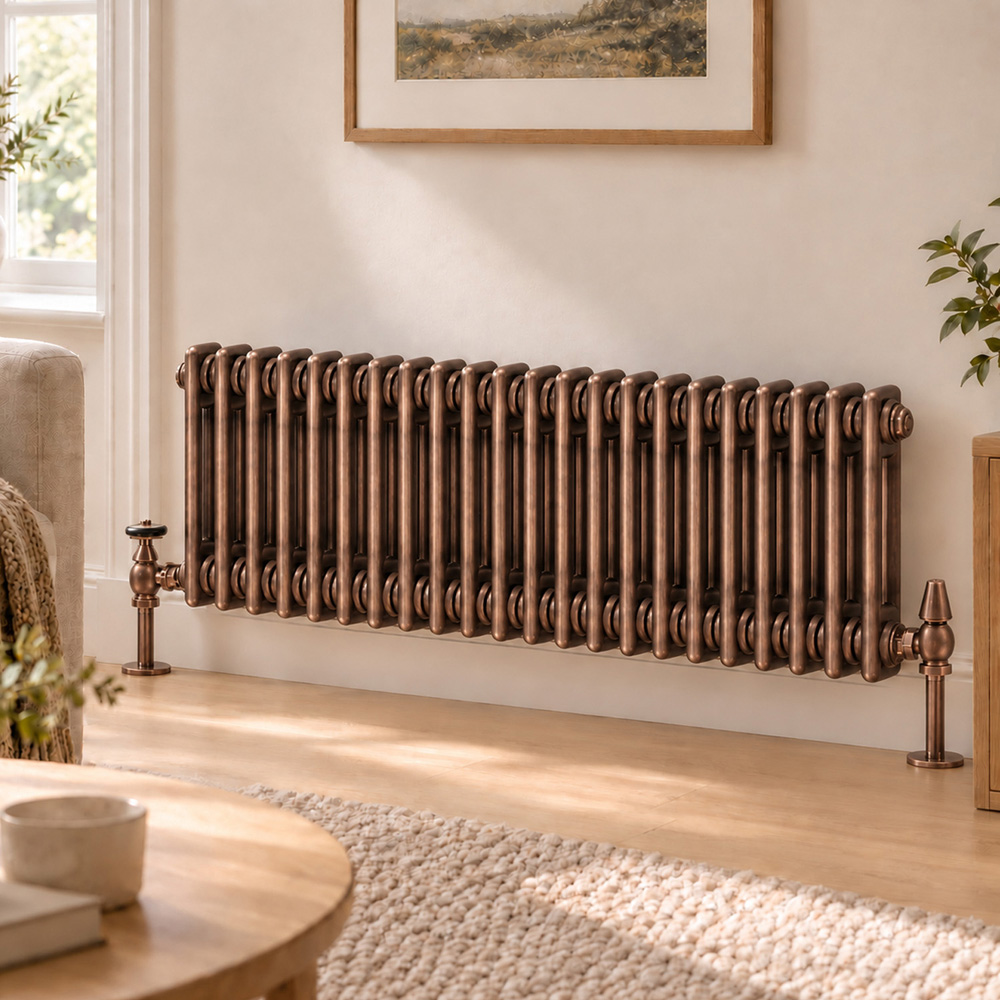 Go Bathrooms Clarence Antique Copper 2 Column Radiator 300 x 1010mm Image 2