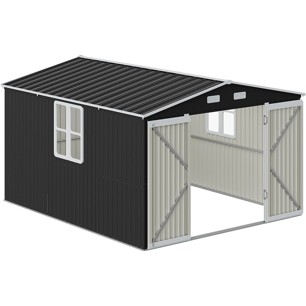 Living and Home 10 x 12ft Metal Apex Garden Storage Shed with Window Image 3