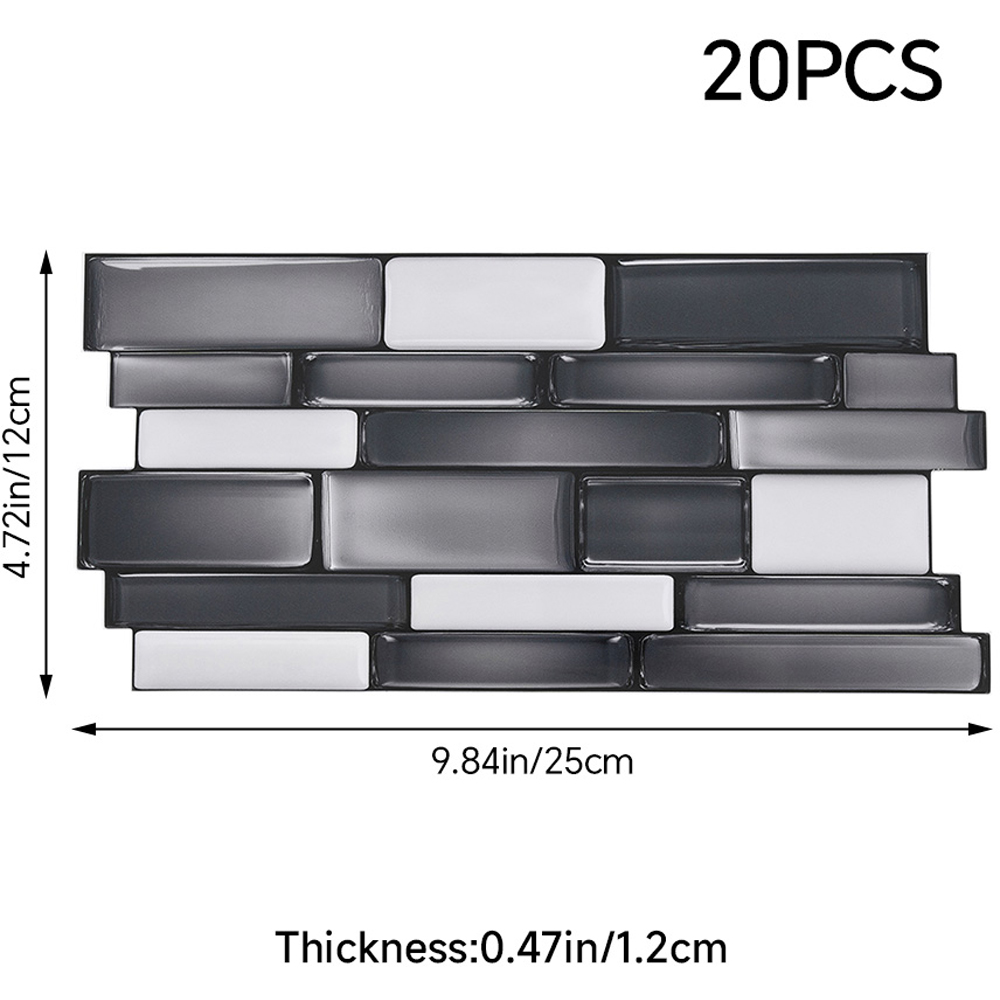 Living and Home Marble Effect Black Self-Adhesive Wall Tile Sticker 20 Pack Image 8