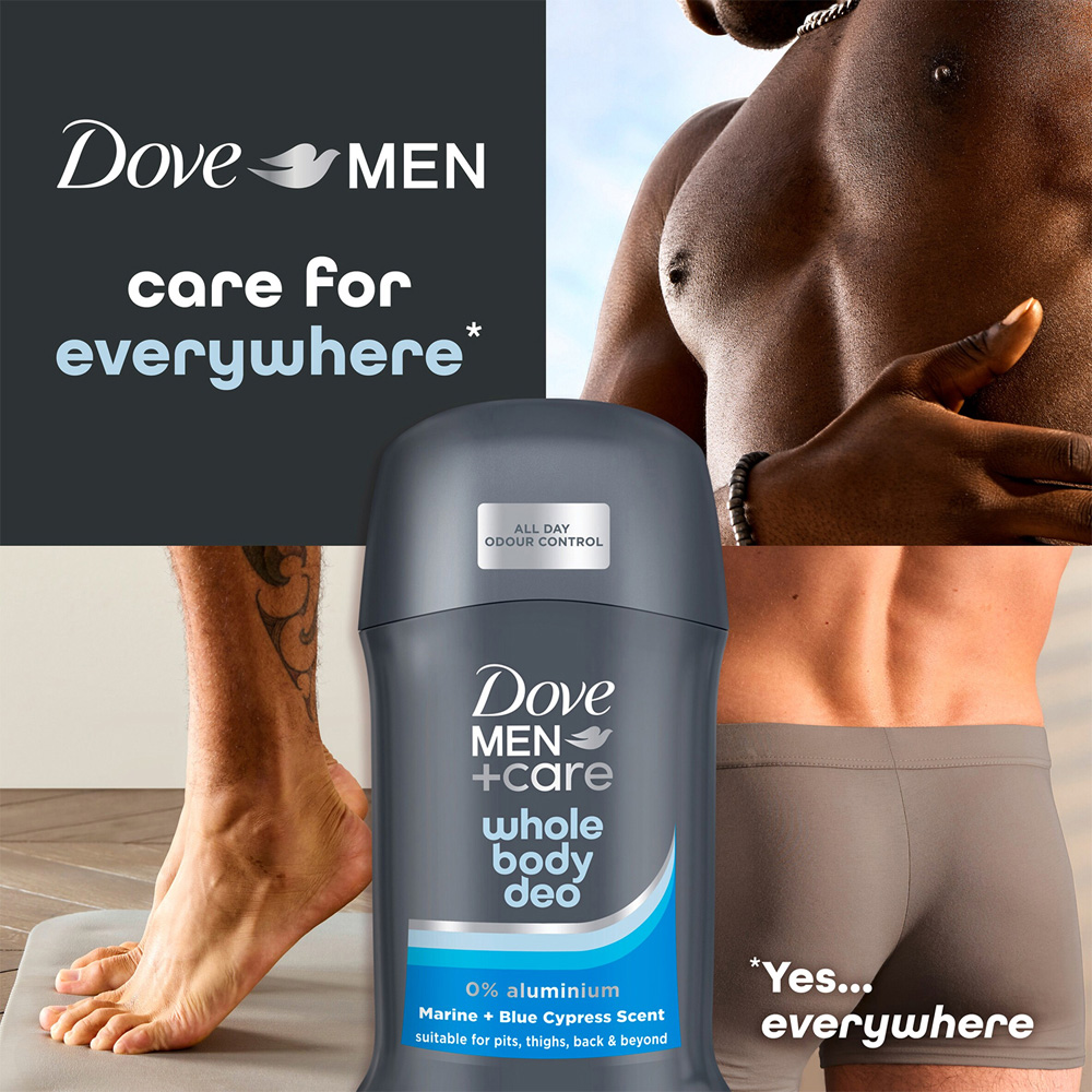 Dove Men+Care Whole Body Marine and Blue Cypress Deodorant Stick 50ml 6 Pack Image 5