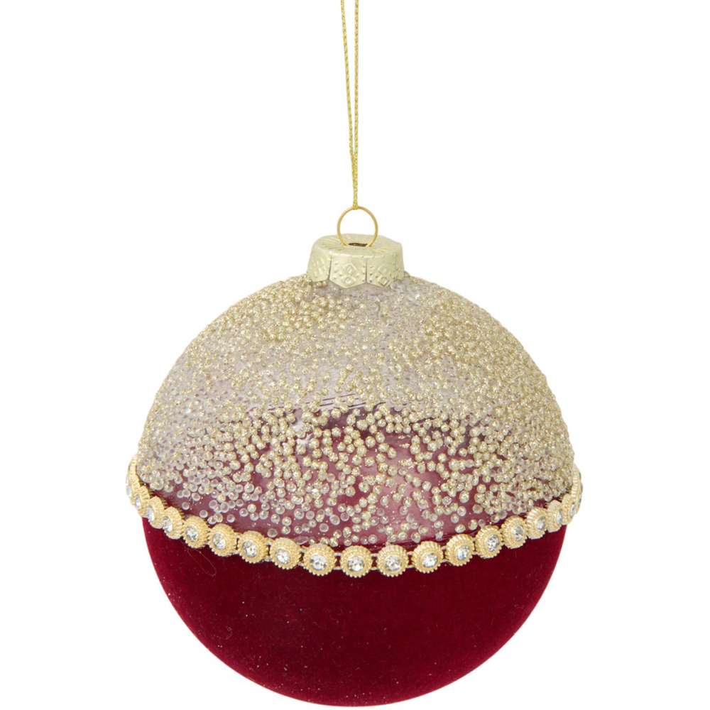 Half Flocked Jewelled Bauble Image 6
