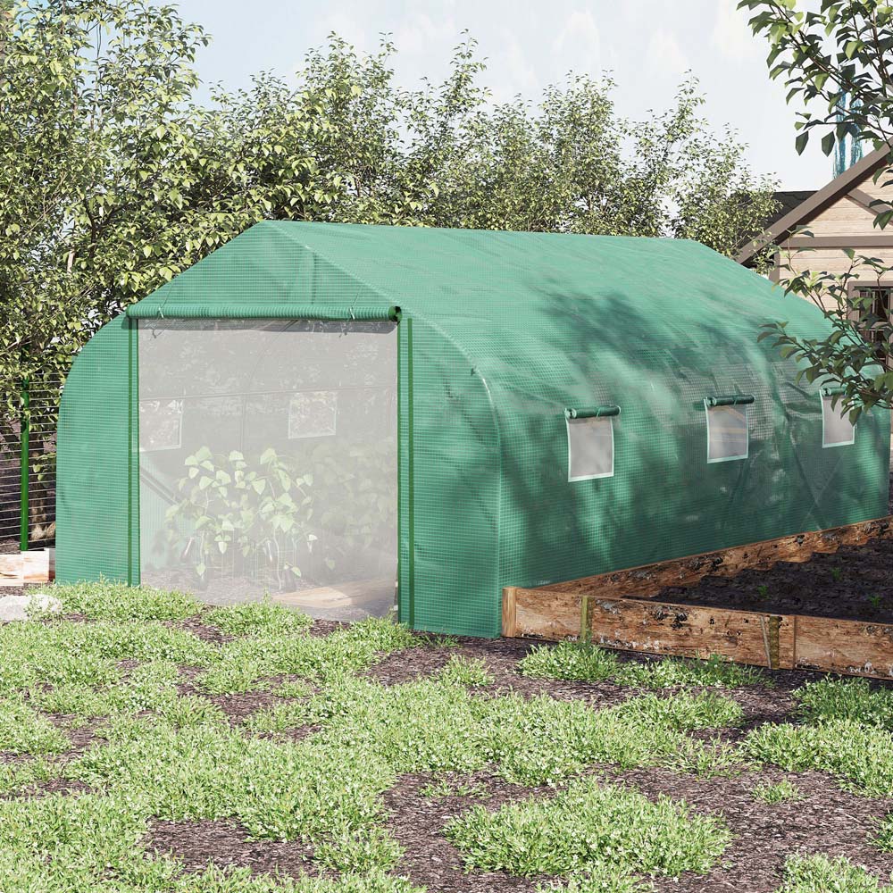 Outsunny Clear Metal Frame 14.7 x 10ft Walk In Polytunnel Greenhouse Image 2