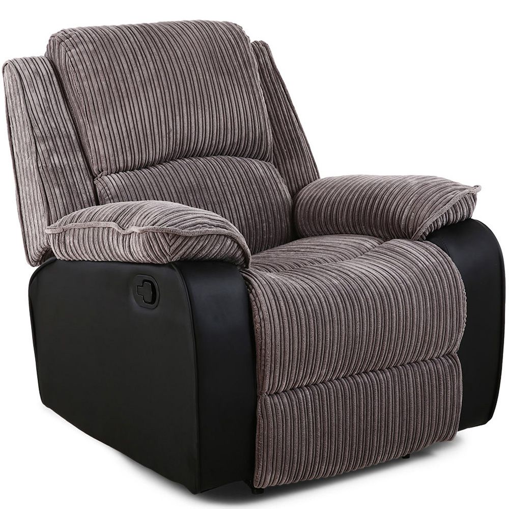 Furniture Online Postana Grey Jumbo Cord Manual Recliner Chair Image 2