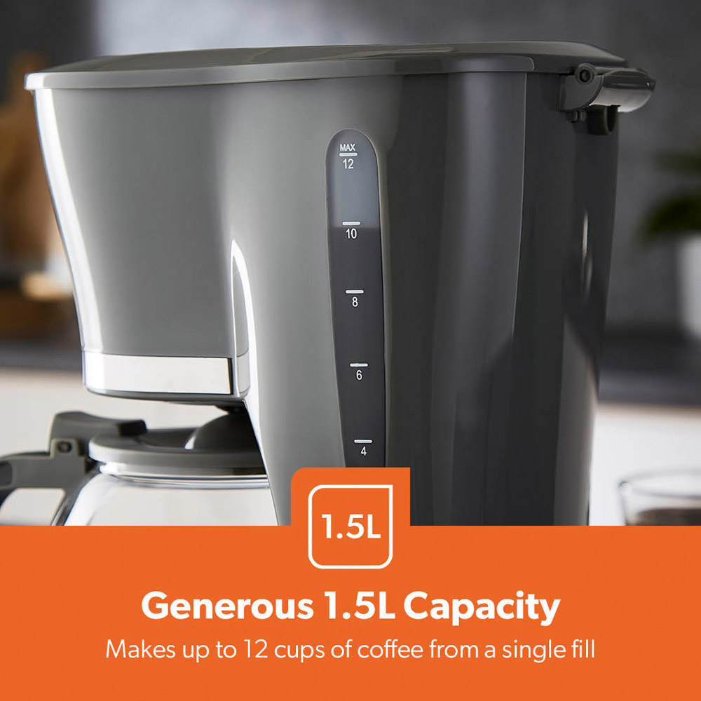 Geepas GCM41505UK-GR Grey Nylon Filter 1.5L Coffee Machine 800W Image 3