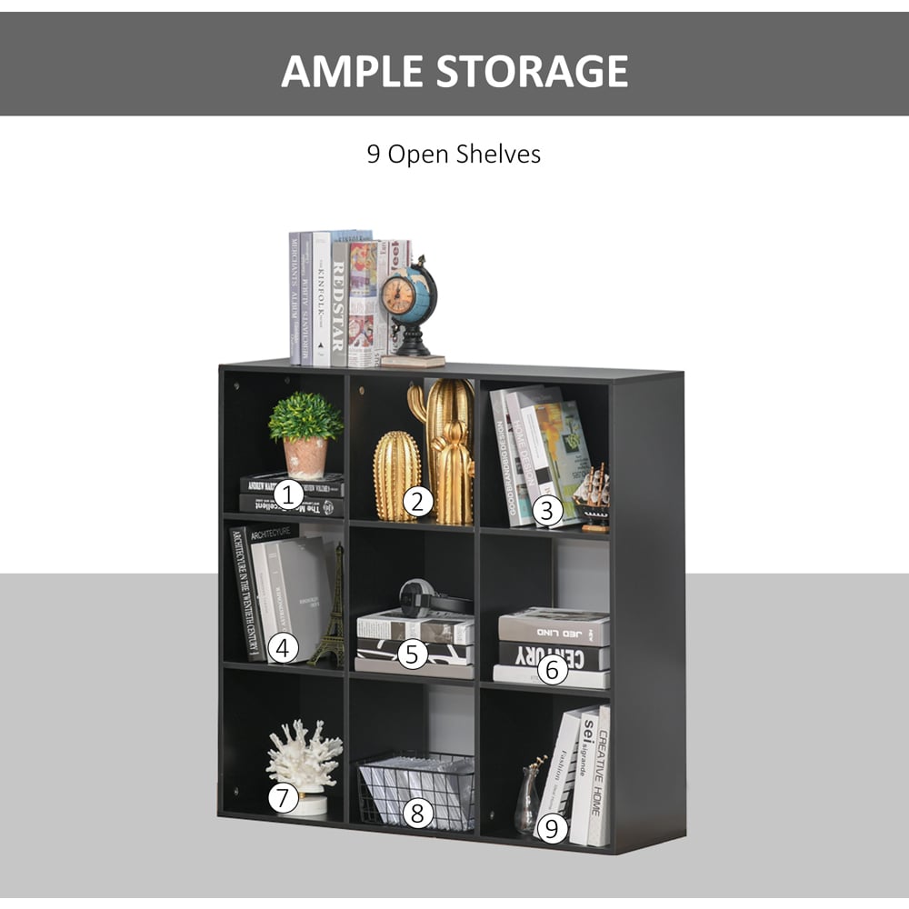 HOMCOM 9 Shelf Black Bookshelf Image 8