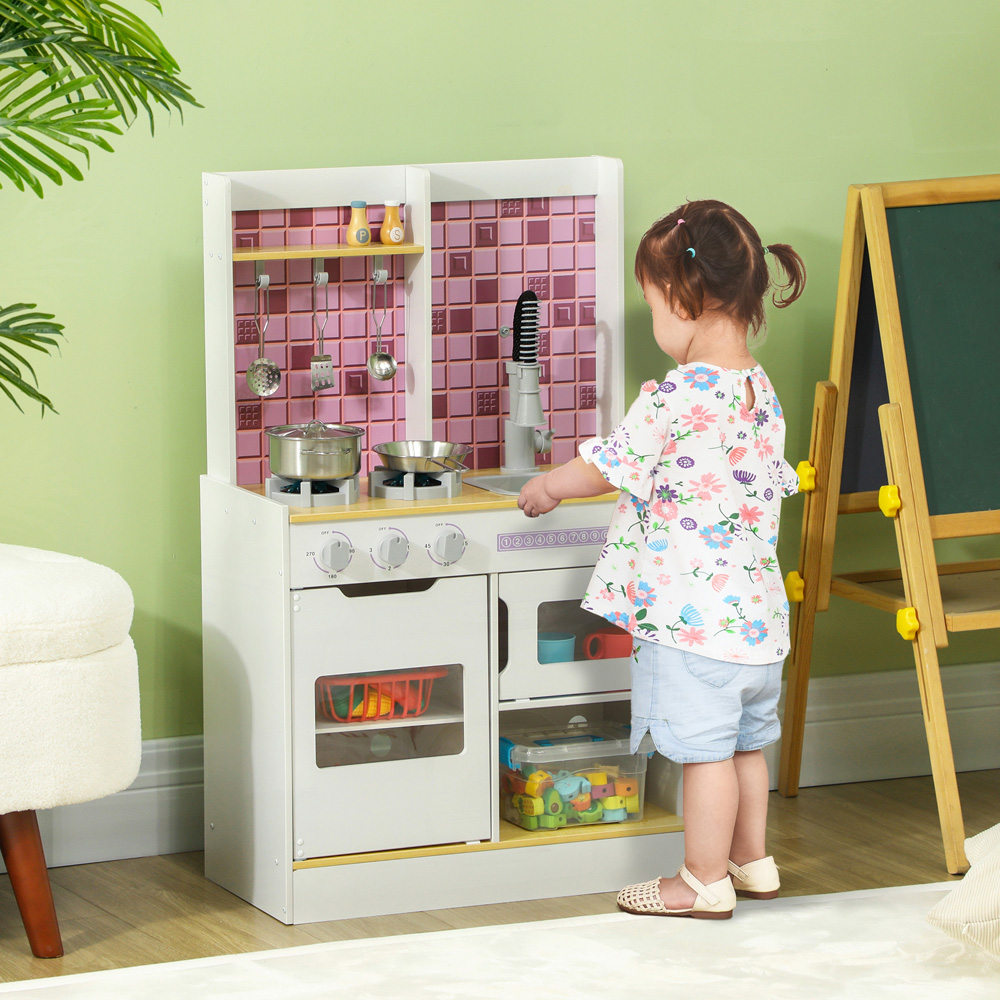 Tommy Toys AIYAPLAY Kids White Kitchen Play Set with Accessories Image 2