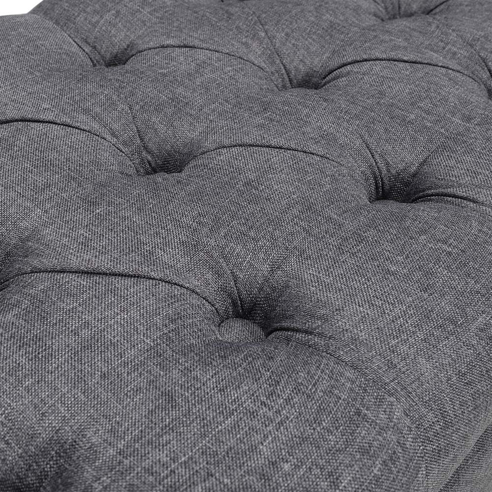 Living and Home Grey Nailhead Trim Ottoman Bench Image 4