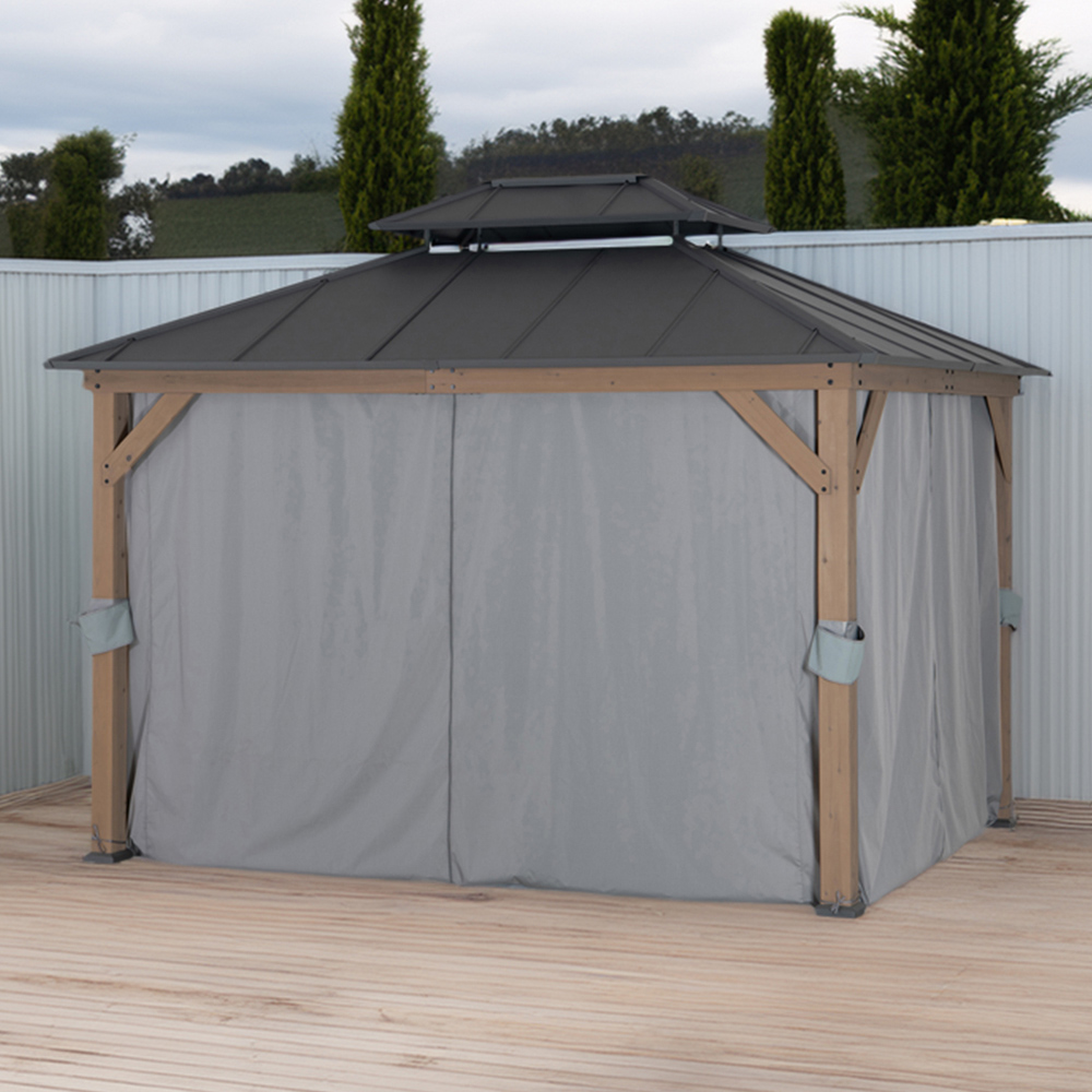 Sunjoy 3 x 3.6m Accessory Curtain for Cedar Wooden Gazebo (Gazebo Not Include) Image 1