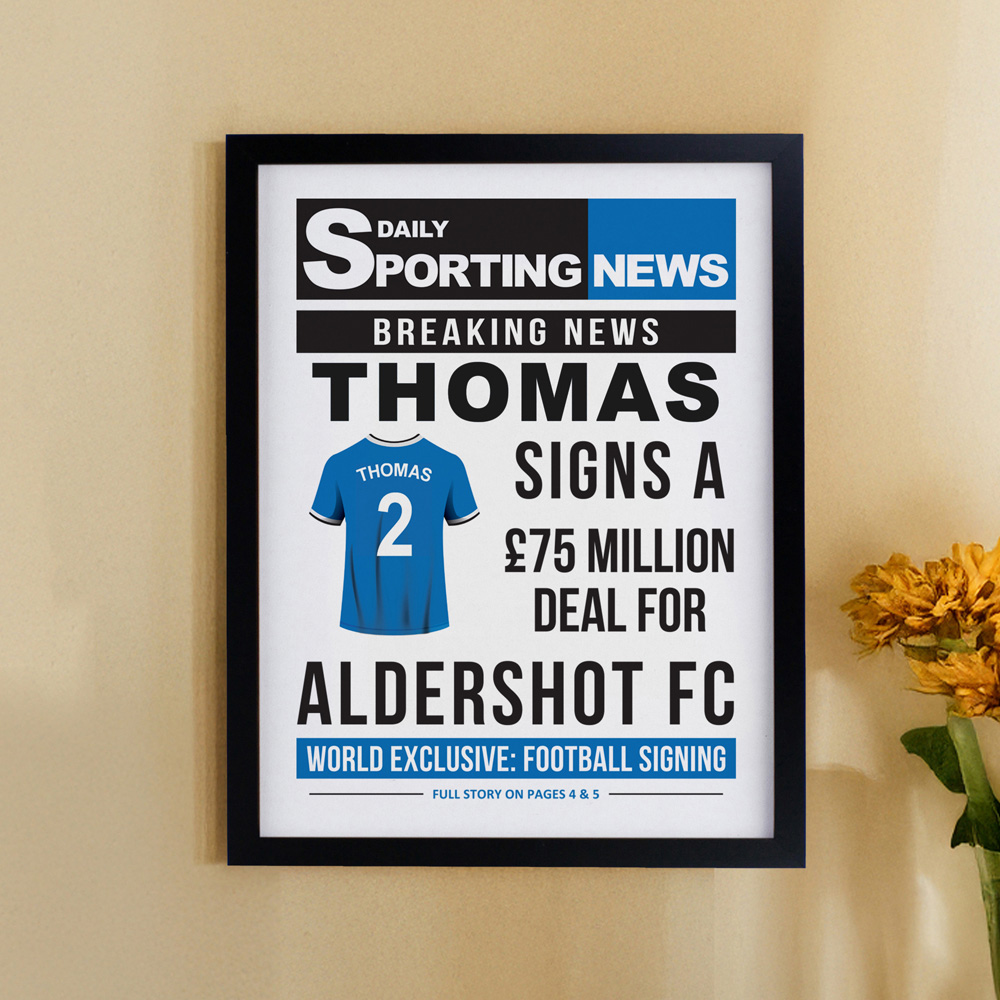 Personalised Memento Company Personalised Football News Black Poster Frame 12 x 15 inch Image 2
