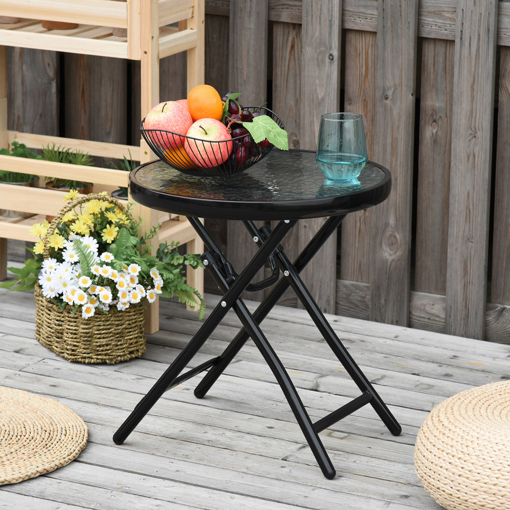 Outsunny Black Round Foldable Garden Table Image 8