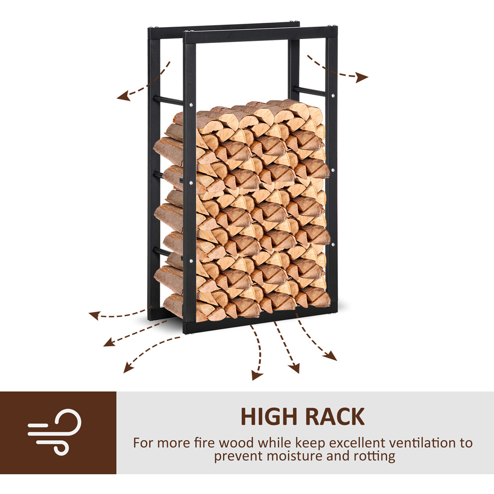 Outsunny Black Metal Firewood Log Holder Image 5