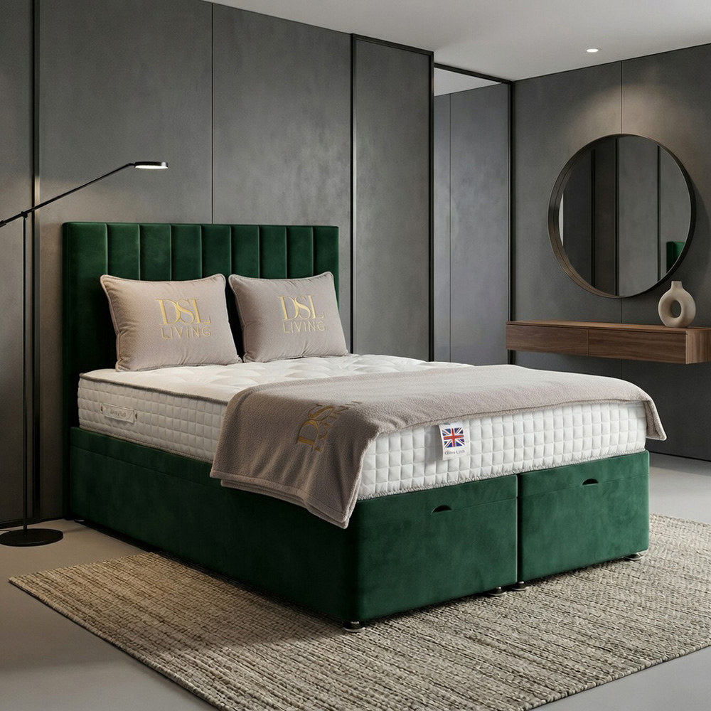 DS Living Aether Single Green Plush Velvet Divan Bed Image 5