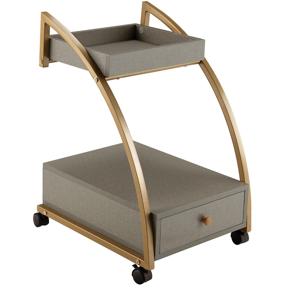 Costway Single Drawer 2 Shelf Grey Rolling End Table Image 2