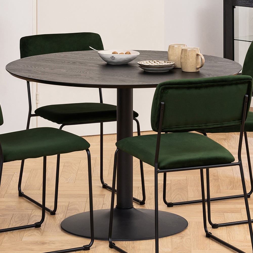 Florence Ibiza Round 4 Seater Dining Table Black Ash and Matt Black Image 1