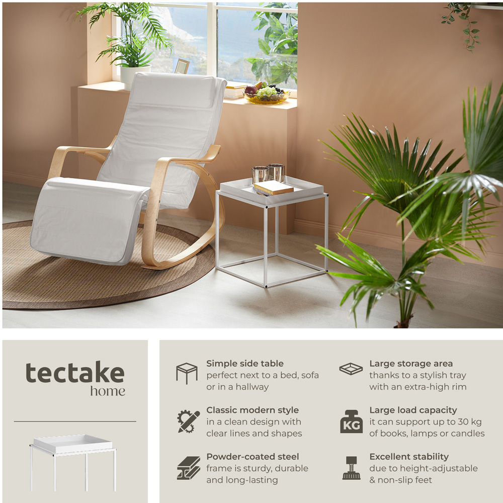 tectake Cambridge Single Shelf White Bedside Table Image 3
