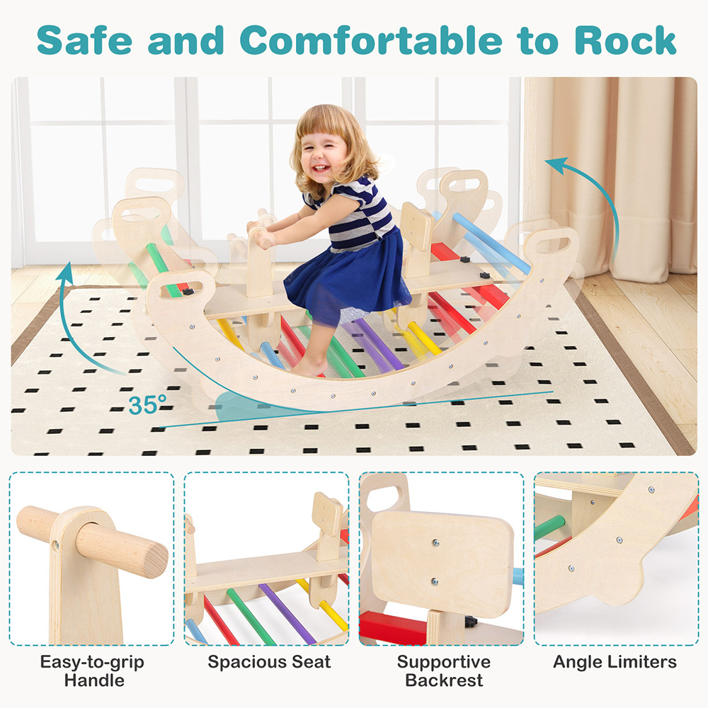 Costway 4 in 1 Multicolour Toddlers Wooden Climbing Toy Image 6