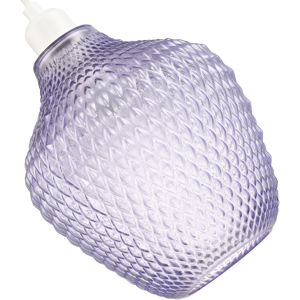Happy Homewares Soft Lilac and Purple Curvy Diamond Etched Glass Pendant Shade Image 4