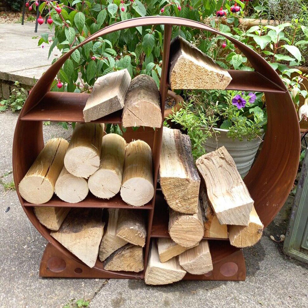 Inspirational Gifting Rustic Round Steel Log Holder 60cm Image 4