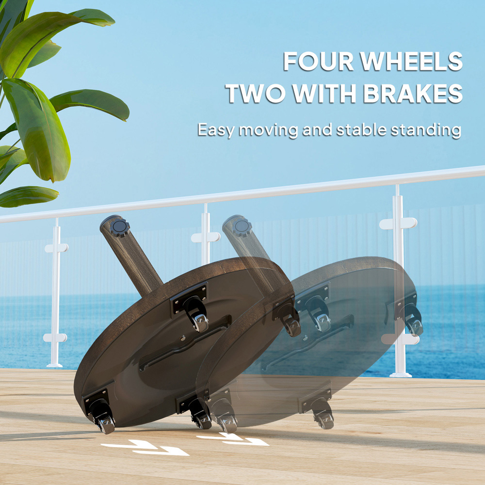 Outsunny Bronze Resin Parasol Base with Wheels 21kg Image 4