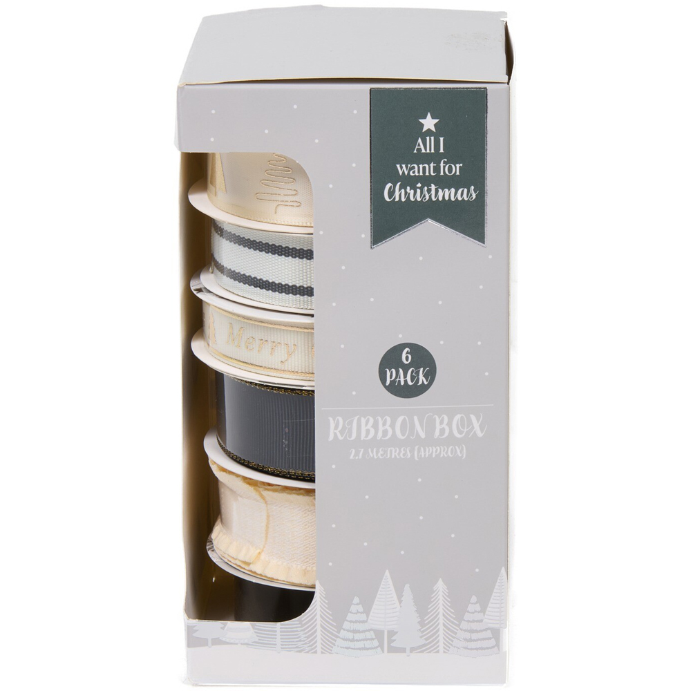 Pack of 6 Black White and Gold Ribbons Image 4