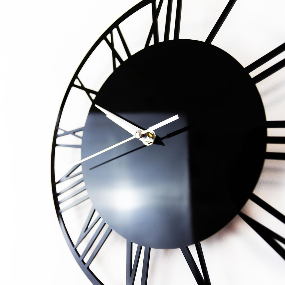 Walplus Black Acrylic Gloss Roman Wall Clock 30cm Image 5