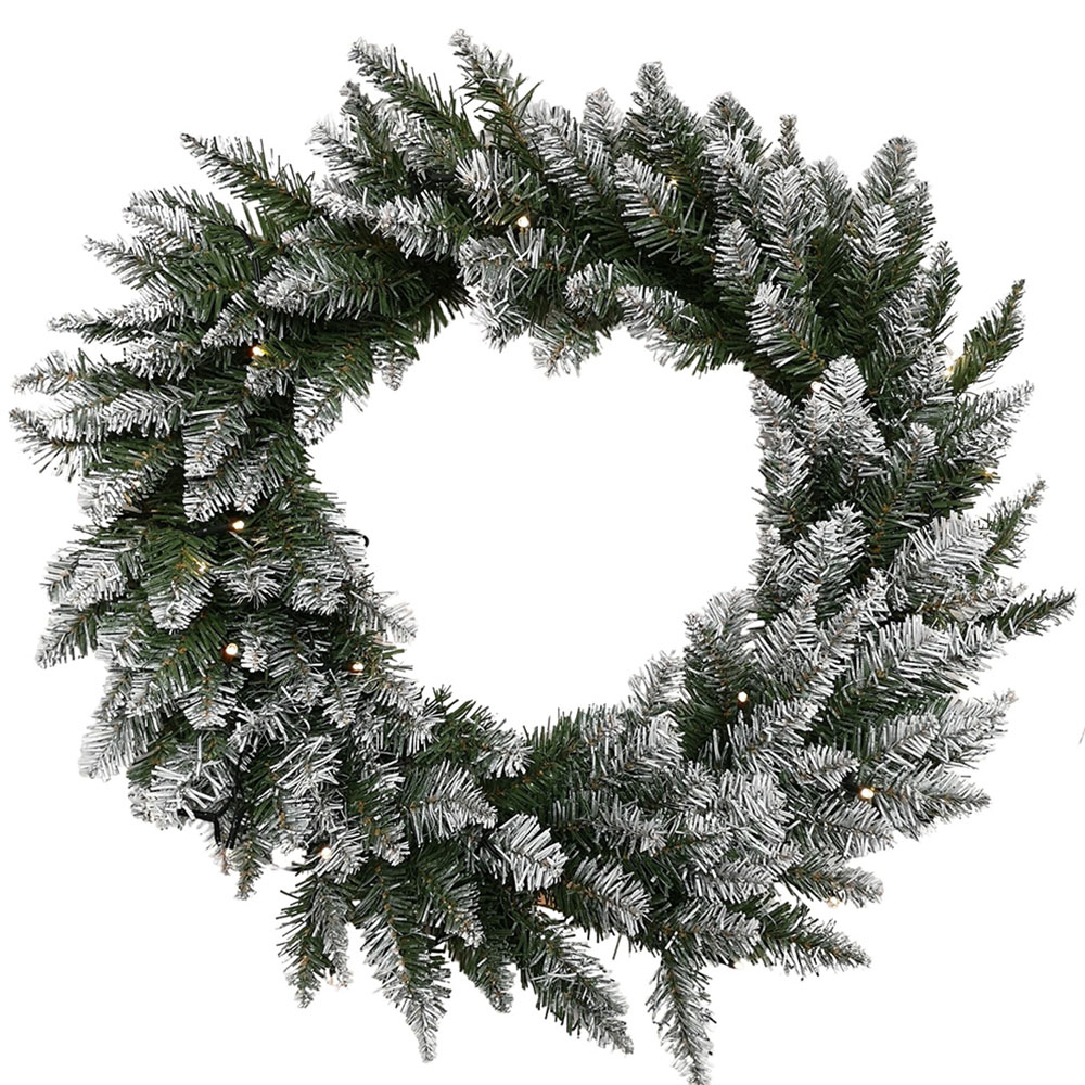 Samuel Alexander Warm White LED Snow Tipped Christmas Wreath Green 60cm Image 1