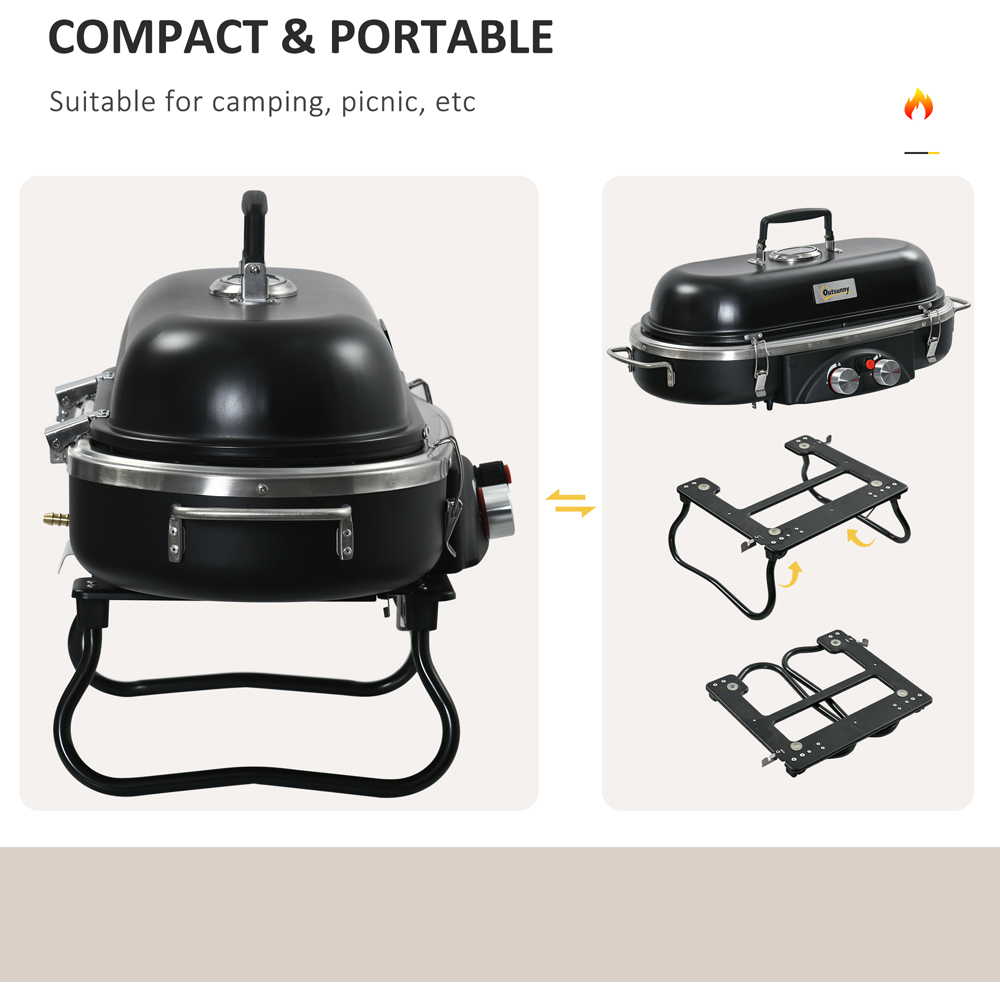 Outsunny Black 2 Burner Foldable Tabletop Gas BBQ Grill Image 5
