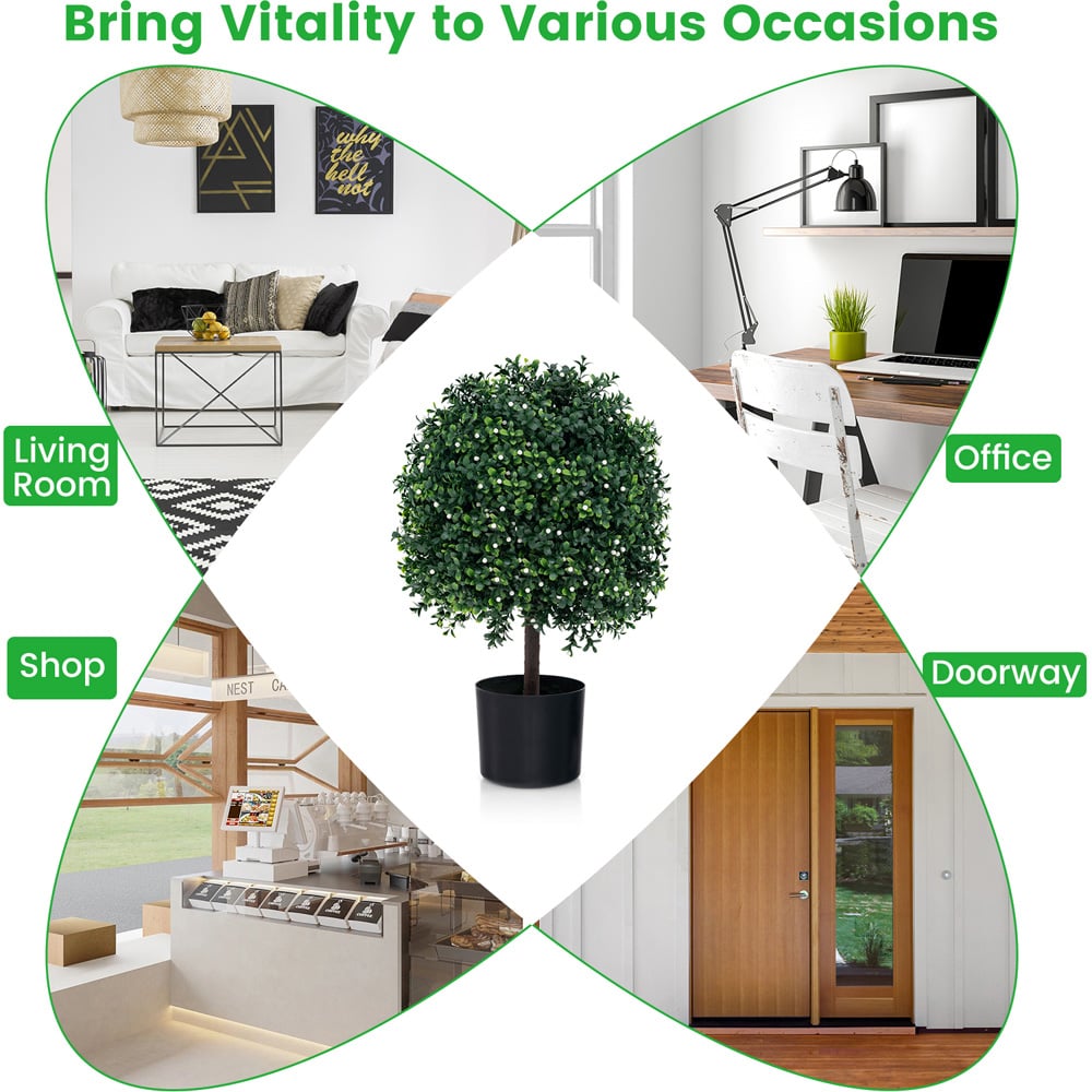 Costway Boxwood Topiary Ball Tree Artificial Plant In Pot 1.8ft 2 Pack Image 6