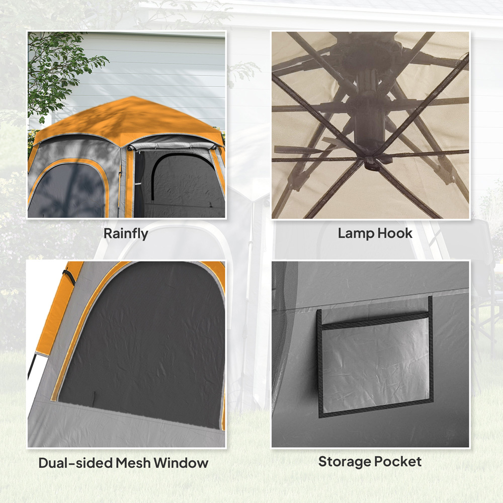Outsunny 4 Person Instant Easy Setup Dome Camping Tent Light Grey Image 7