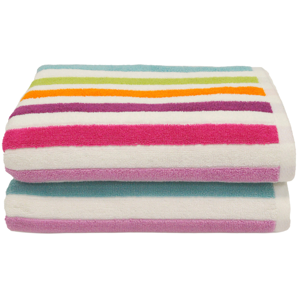 Allure Bath Fashions California Multicolour Striped Bath Towel 2 Pack Image 1