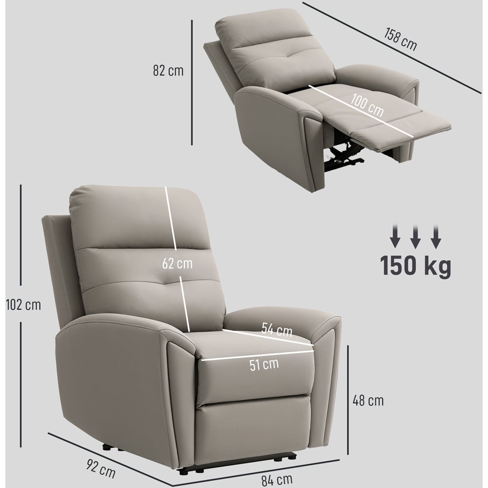 HOMCOM Grey Manual Recliner Armchair Image 9